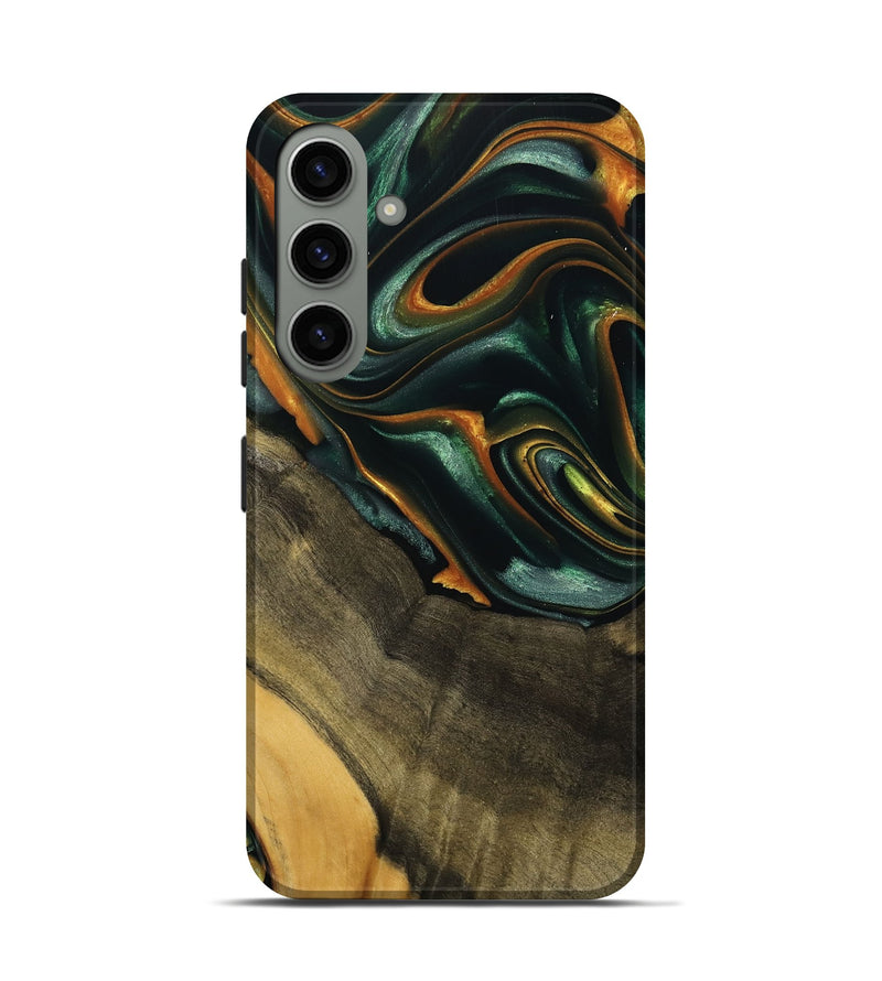 Galaxy S24 Wood Live Edge Phone Case - Nazib (Teal & Gold, 739481)