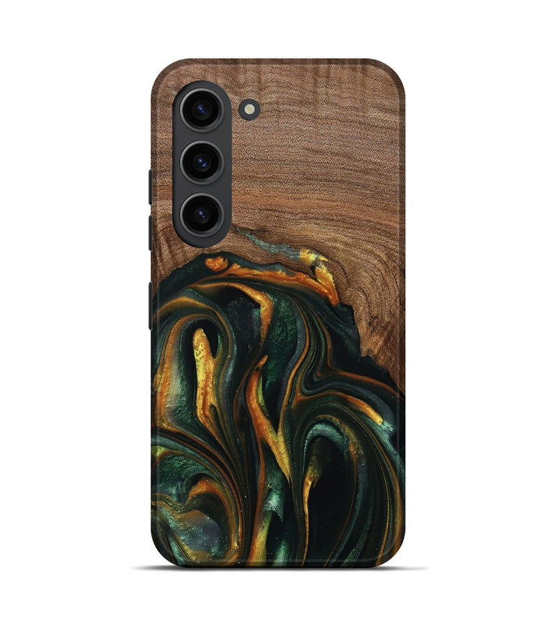 Galaxy S23 Wood Live Edge Phone Case - Stacia (Teal & Gold, 739482)