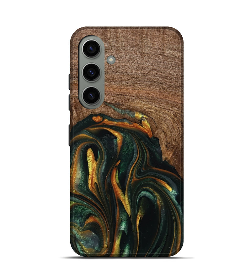 Galaxy S24 Wood Live Edge Phone Case - Stacia (Teal & Gold, 739482)