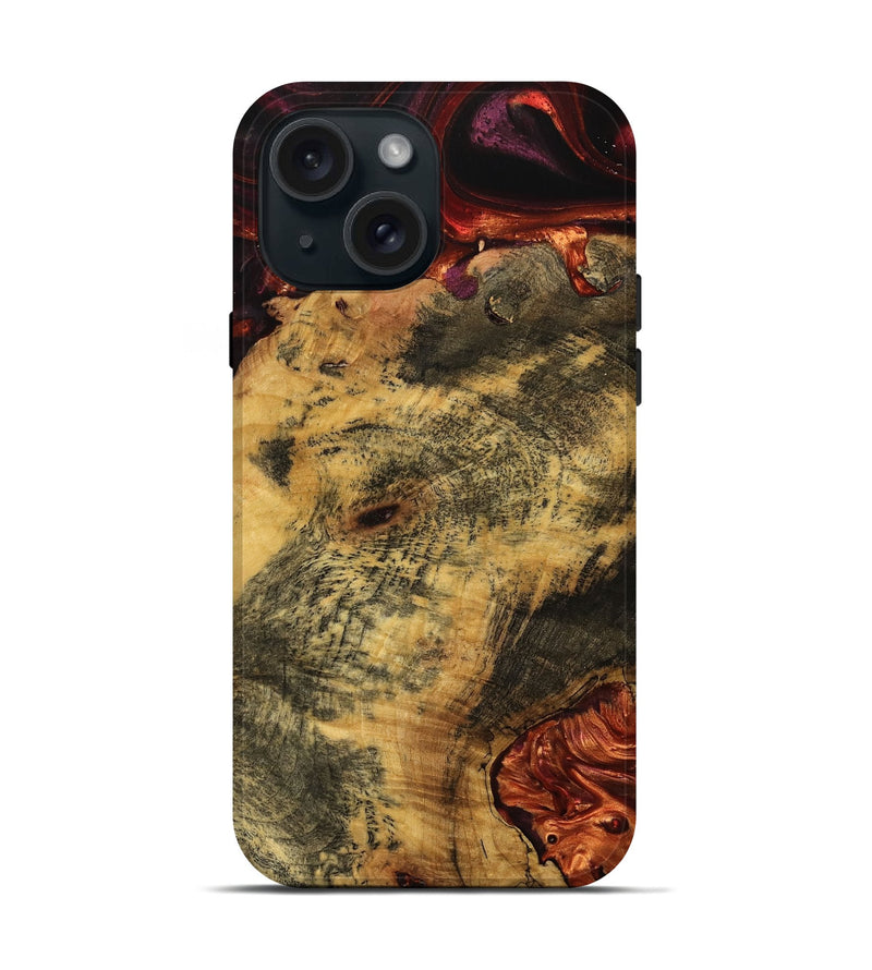 iPhone 15 Wood Live Edge Phone Case - Wilf (Red, 739484)