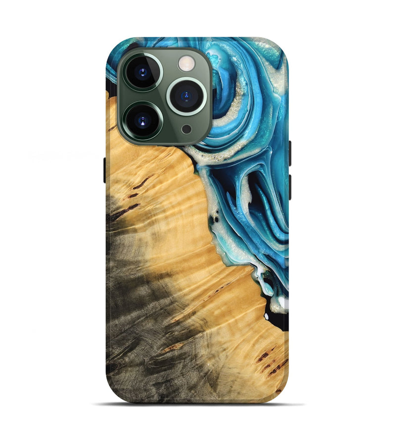 iPhone 13 Pro Wood Live Edge Phone Case - Karla (Blue, 739489)