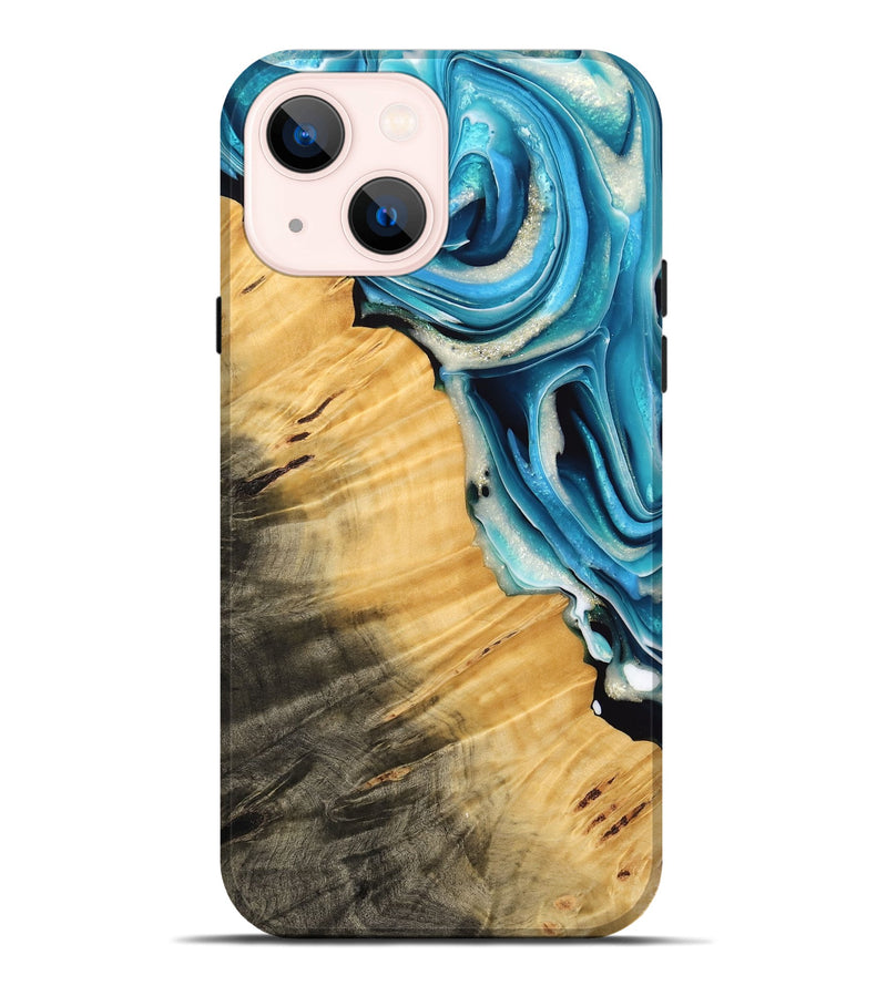 iPhone 14 Plus Wood Live Edge Phone Case - Karla (Blue, 739489)