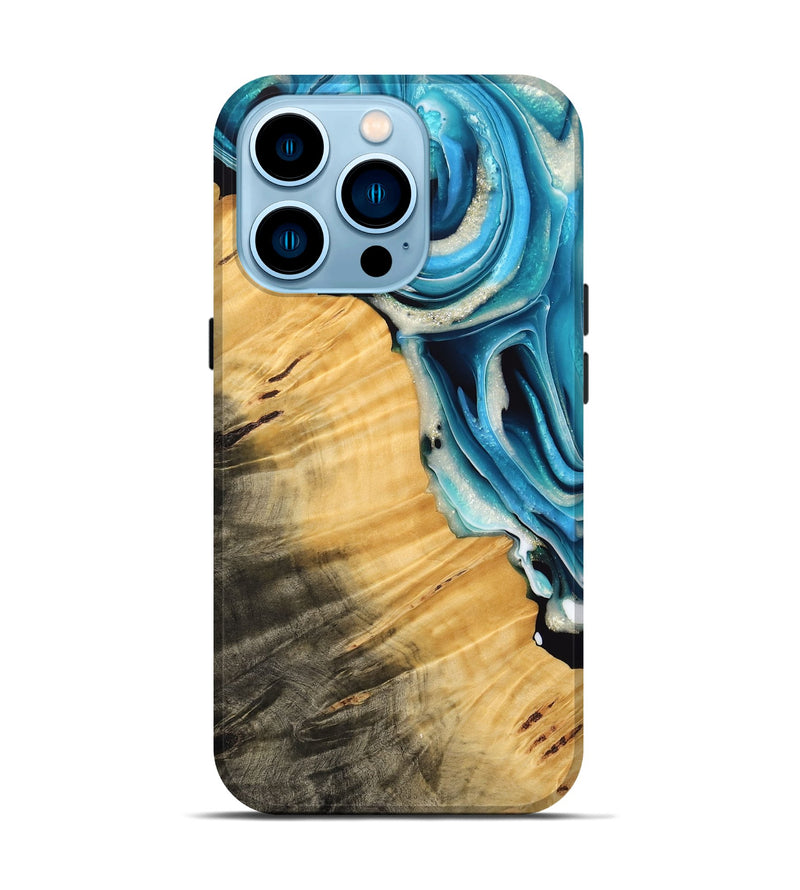 iPhone 14 Pro Wood Live Edge Phone Case - Karla (Blue, 739489)