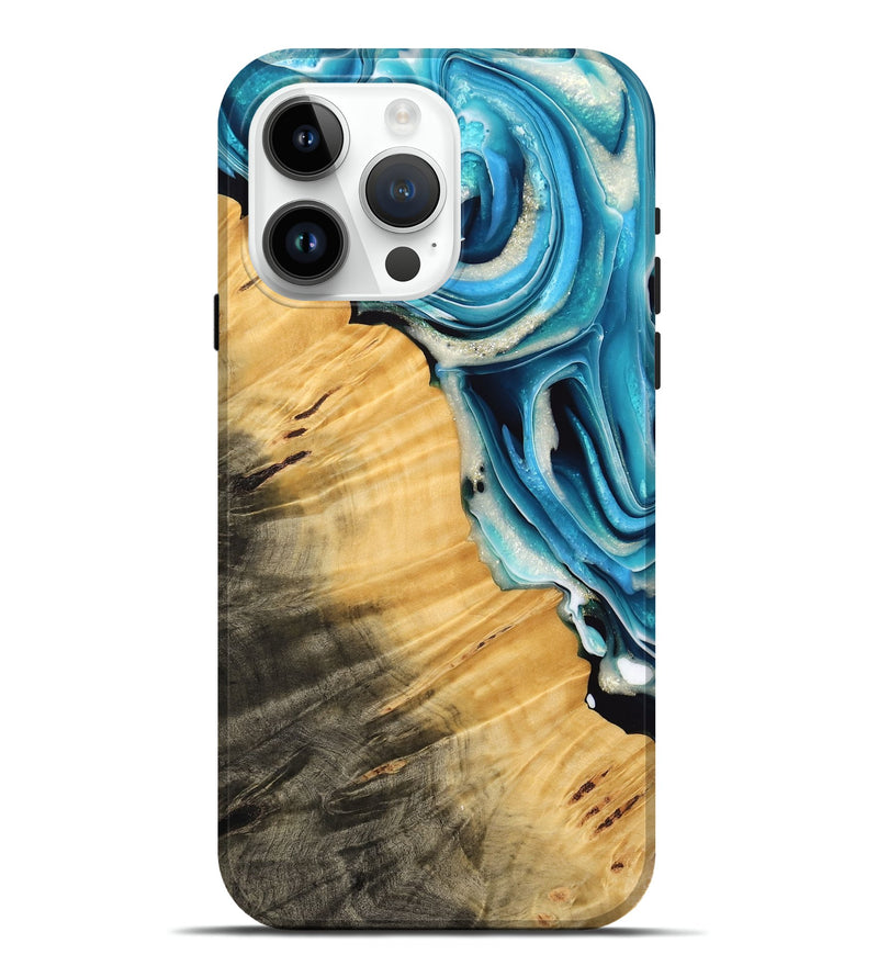 iPhone 15 Pro Max Wood Live Edge Phone Case - Karla (Blue, 739489)