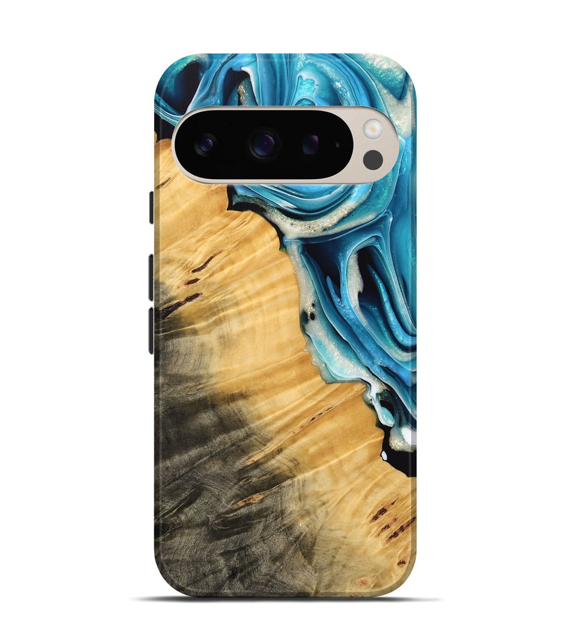 Pixel 9 Pro Wood Live Edge Phone Case - Karla (Blue, 739489)