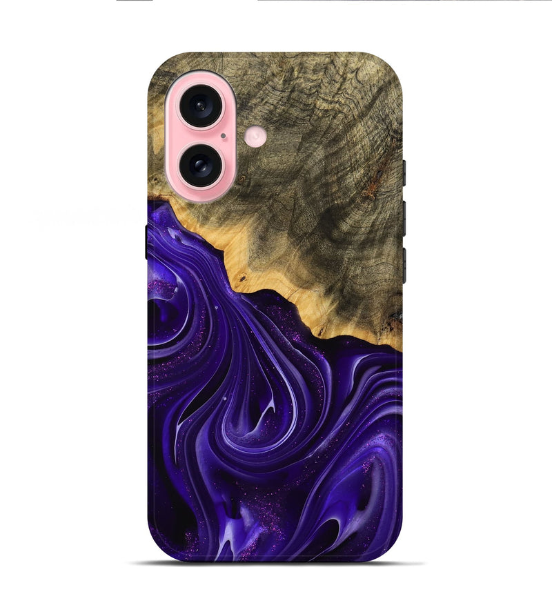 iPhone 16 Wood Live Edge Phone Case - Buel (Purple, 739496)