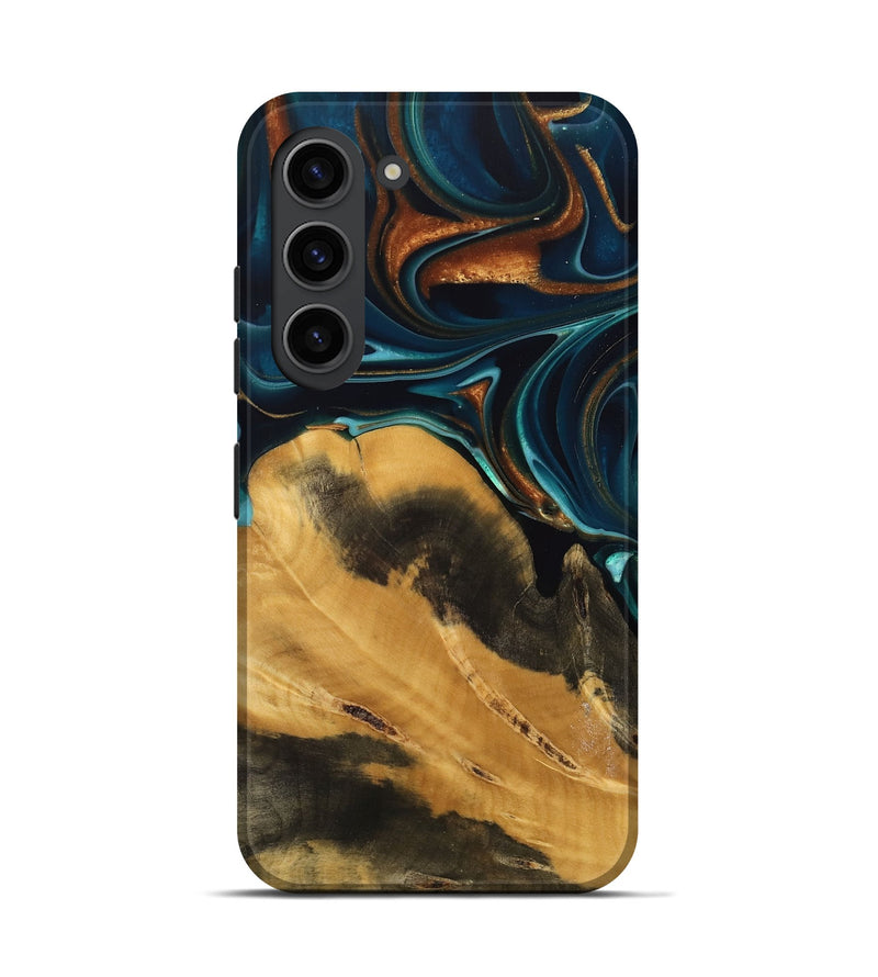 Galaxy S23 Wood Live Edge Phone Case - Jessika (Teal & Gold, 739499)