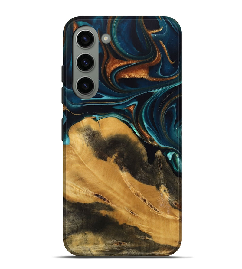 Galaxy S23 Plus Wood Live Edge Phone Case - Jessika (Teal & Gold, 739499)