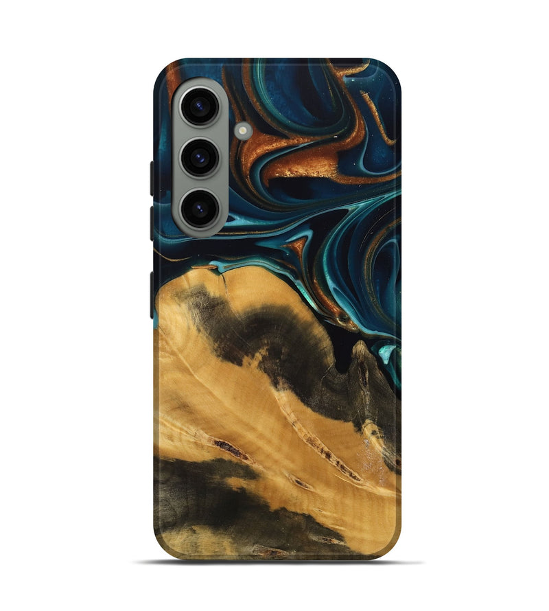 Galaxy S24 Wood Live Edge Phone Case - Jessika (Teal & Gold, 739499)