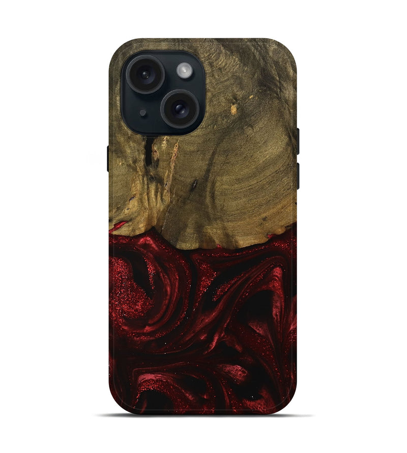 iPhone 15 Wood Live Edge Phone Case - Berri (Red, 739504)