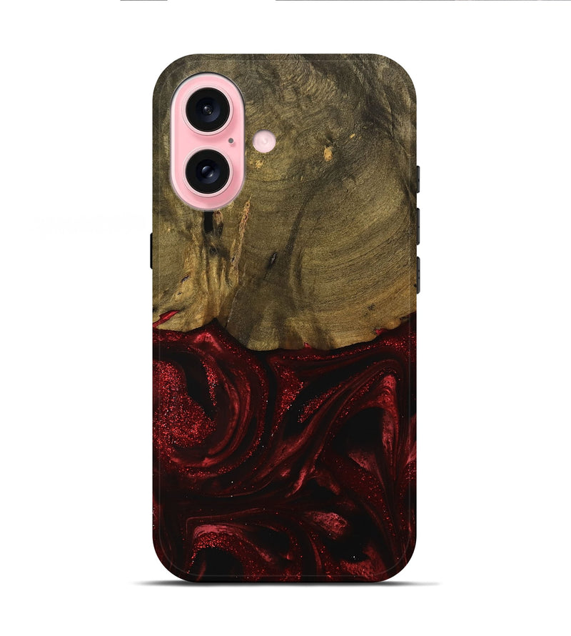 iPhone 16 Wood Live Edge Phone Case - Berri (Red, 739504)