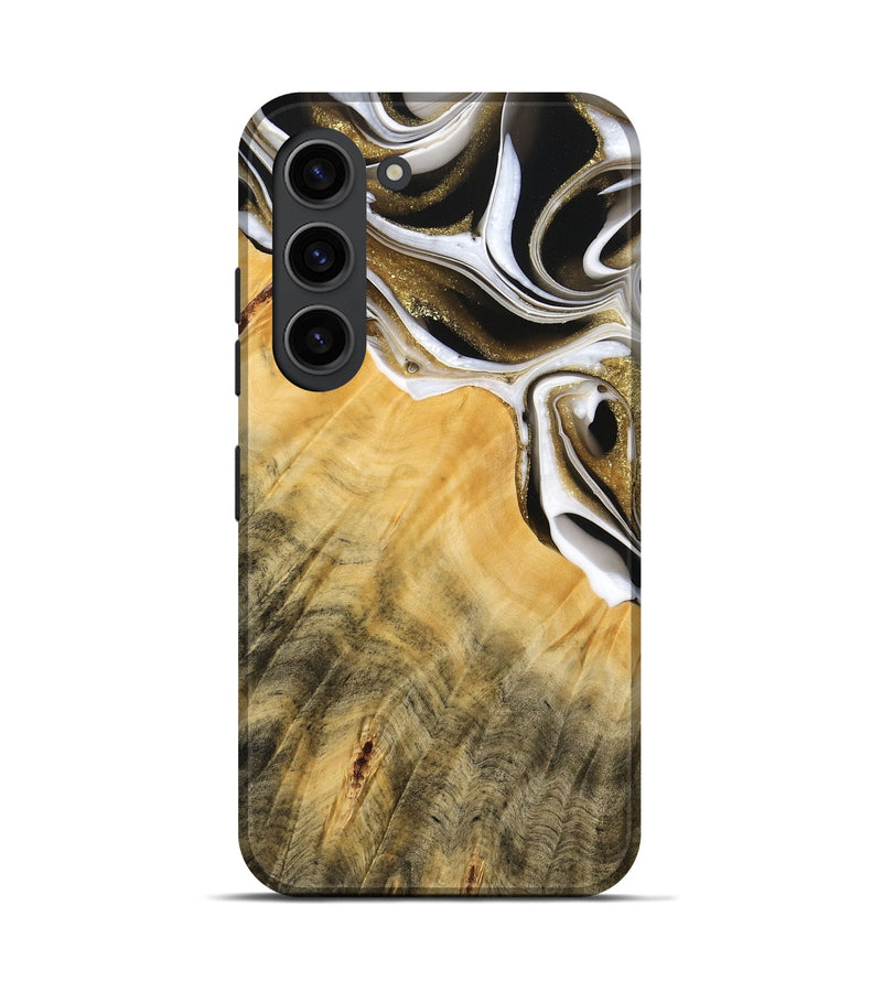 Galaxy S23 Wood Live Edge Phone Case - Erinna (Black & White, 739507)