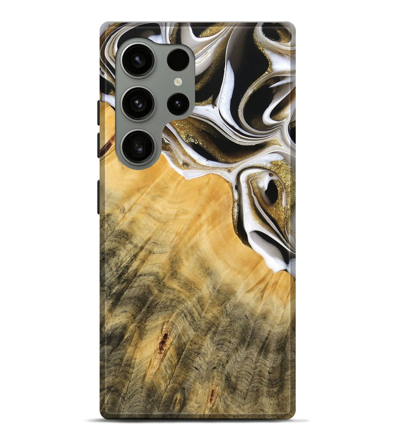 Galaxy S24 Ultra Wood Live Edge Phone Case - Erinna (Black & White, 739507)