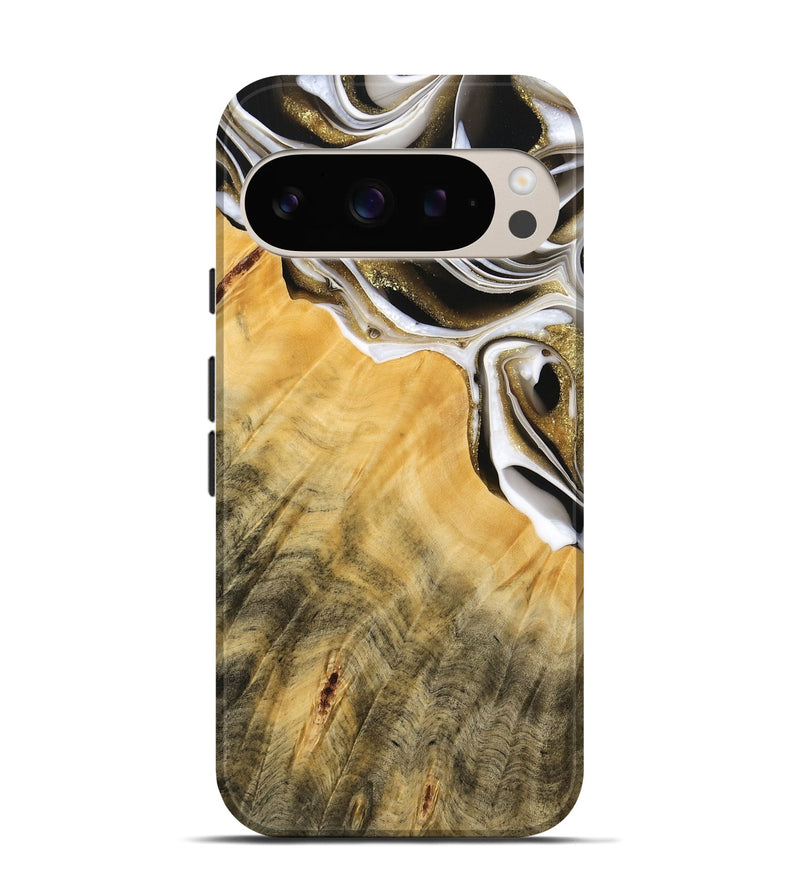 Pixel 9 Pro Wood Live Edge Phone Case - Erinna (Black & White, 739507)