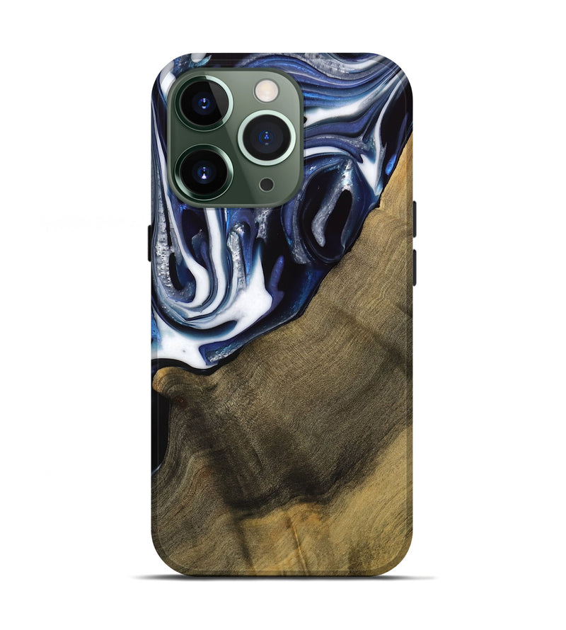 iPhone 13 Pro Wood Live Edge Phone Case - Severin (Blue, 739509)