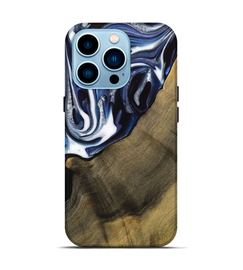 iPhone 14 Pro Wood Live Edge Phone Case - Severin (Blue, 739509)