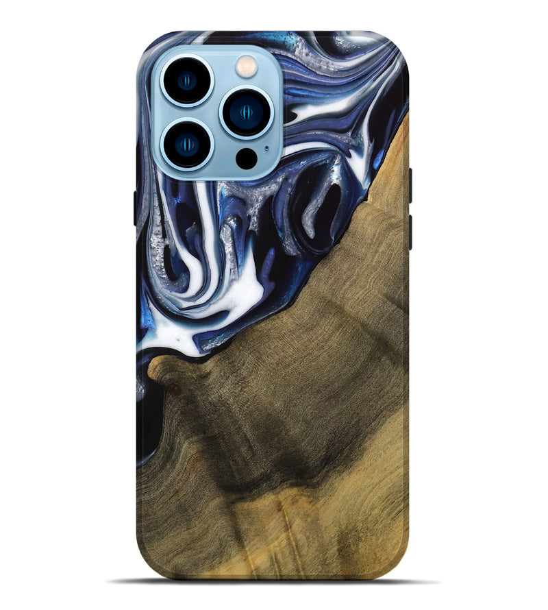 iPhone 14 Pro Max Wood Live Edge Phone Case - Severin (Blue, 739509)