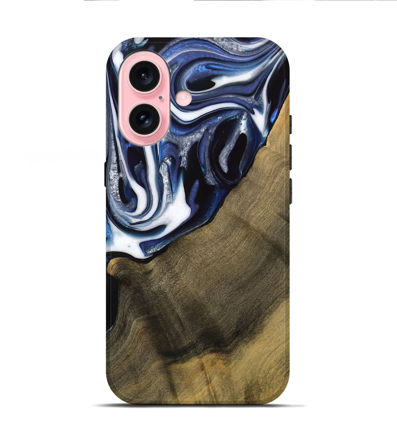 iPhone 16 Wood Live Edge Phone Case - Severin (Blue, 739509)