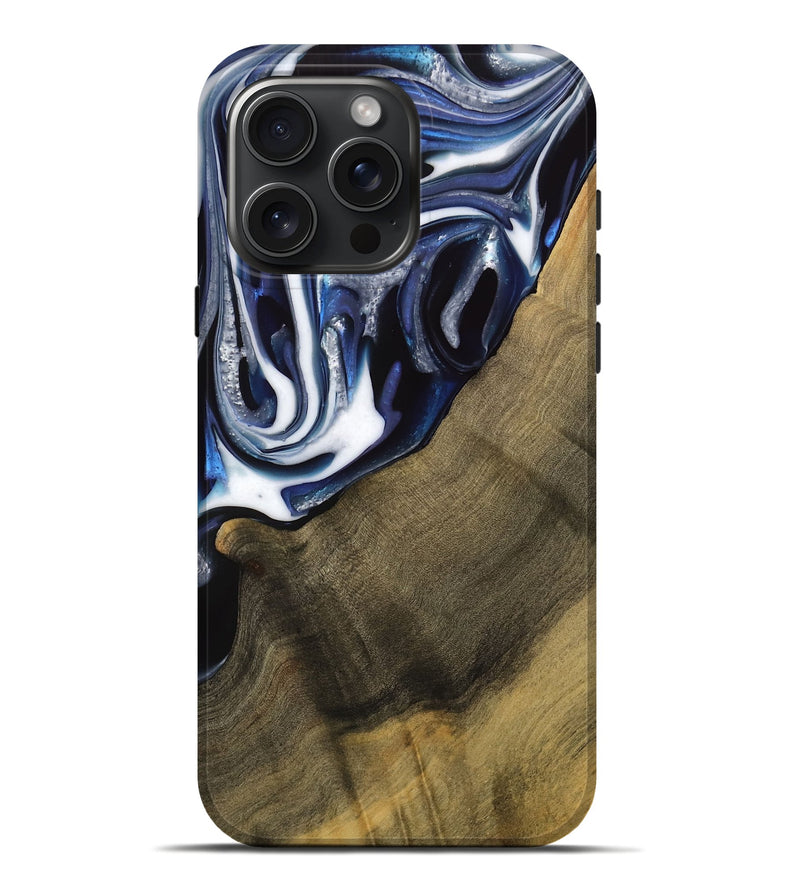 iPhone 16 Pro Max Wood Live Edge Phone Case - Severin (Blue, 739509)