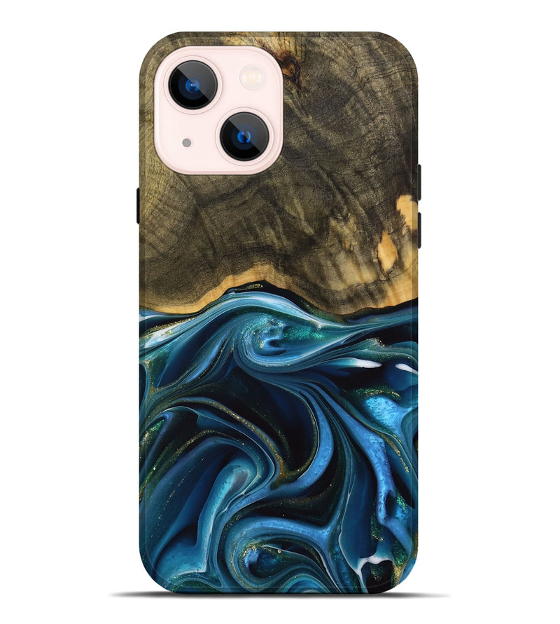 iPhone 14 Plus Wood Live Edge Phone Case - George (Blue, 739510)