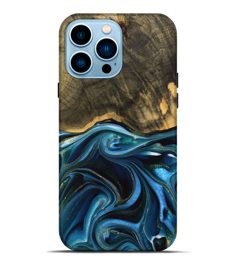 iPhone 14 Pro Max Wood Live Edge Phone Case - George (Blue, 739510)