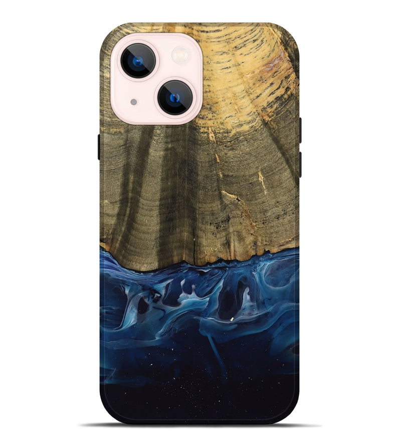 iPhone 14 Plus Wood Live Edge Phone Case - Damari (Blue, 739516)