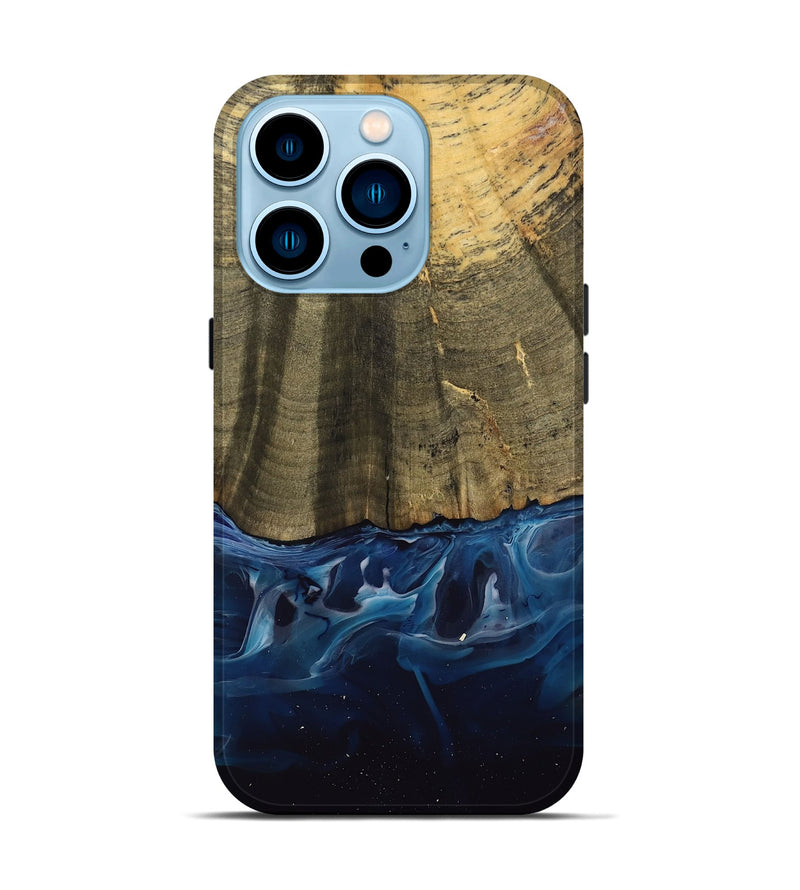 iPhone 14 Pro Wood Live Edge Phone Case - Damari (Blue, 739516)