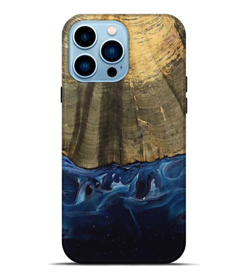 iPhone 14 Pro Max Wood Live Edge Phone Case - Damari (Blue, 739516)