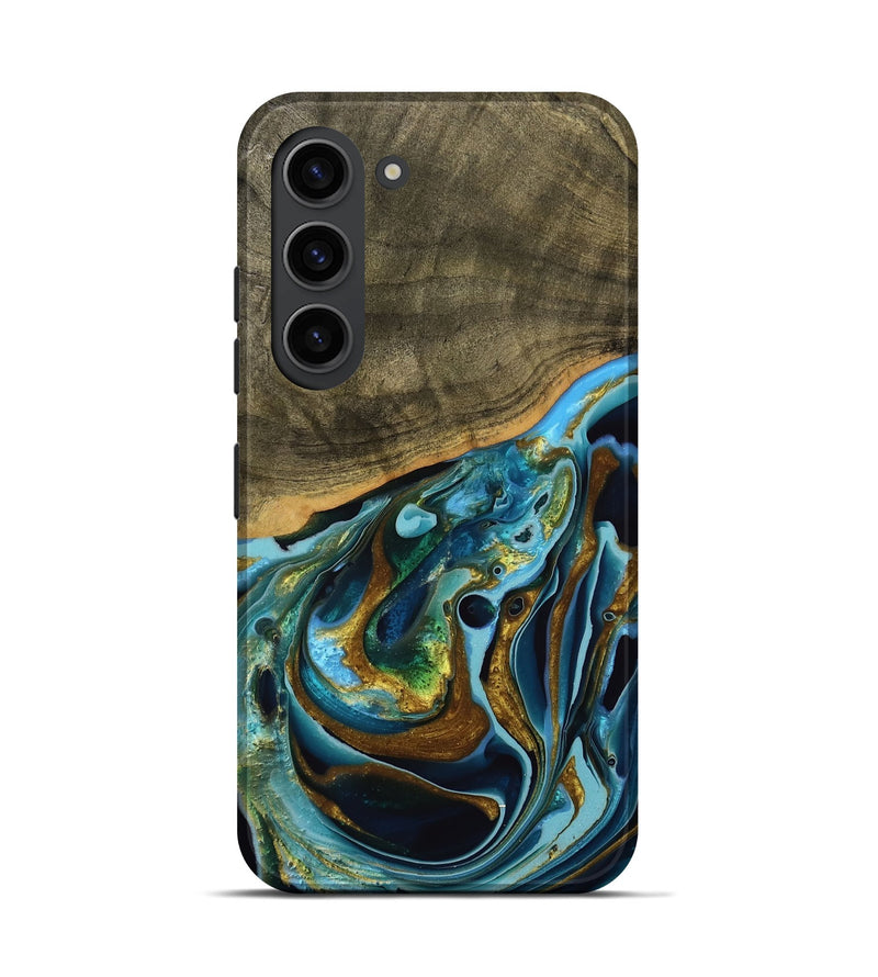 Galaxy S23 Wood Live Edge Phone Case - Filia (Teal & Gold, 739518)