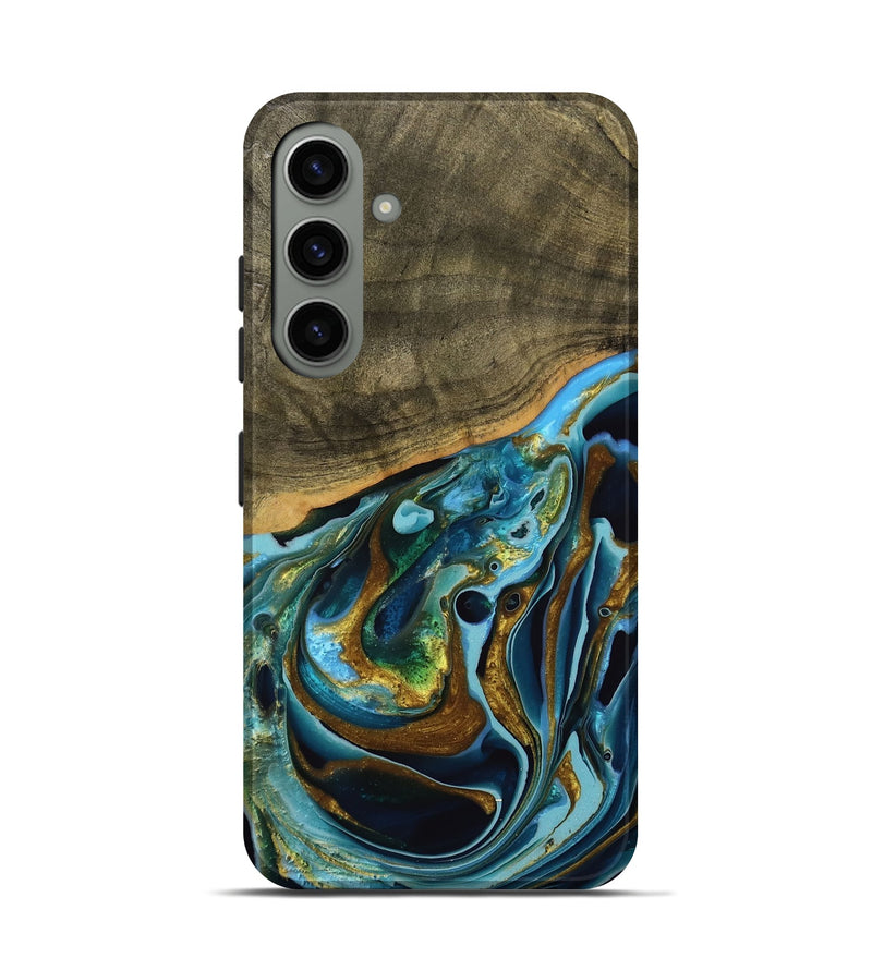 Galaxy S24 Wood Live Edge Phone Case - Filia (Teal & Gold, 739518)