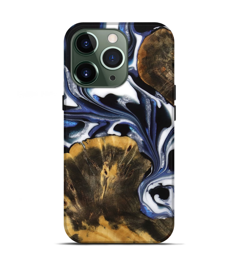 iPhone 13 Pro Wood Live Edge Phone Case - Carlyn (Blue, 739519)