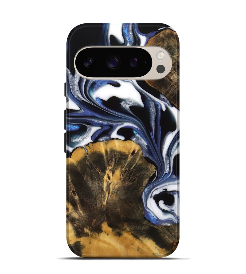 Pixel 9 Pro Wood Live Edge Phone Case - Carlyn (Blue, 739519)