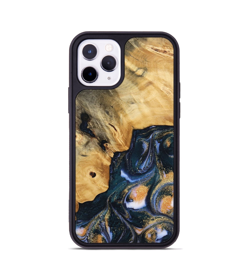 iPhone 11 Pro Wood Phone Case - Sacha (Teal & Gold, 739554)