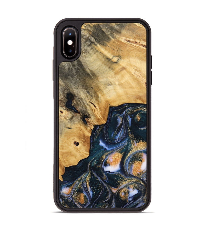 iPhone Xs Max Wood Phone Case - Sacha (Teal & Gold, 739554)