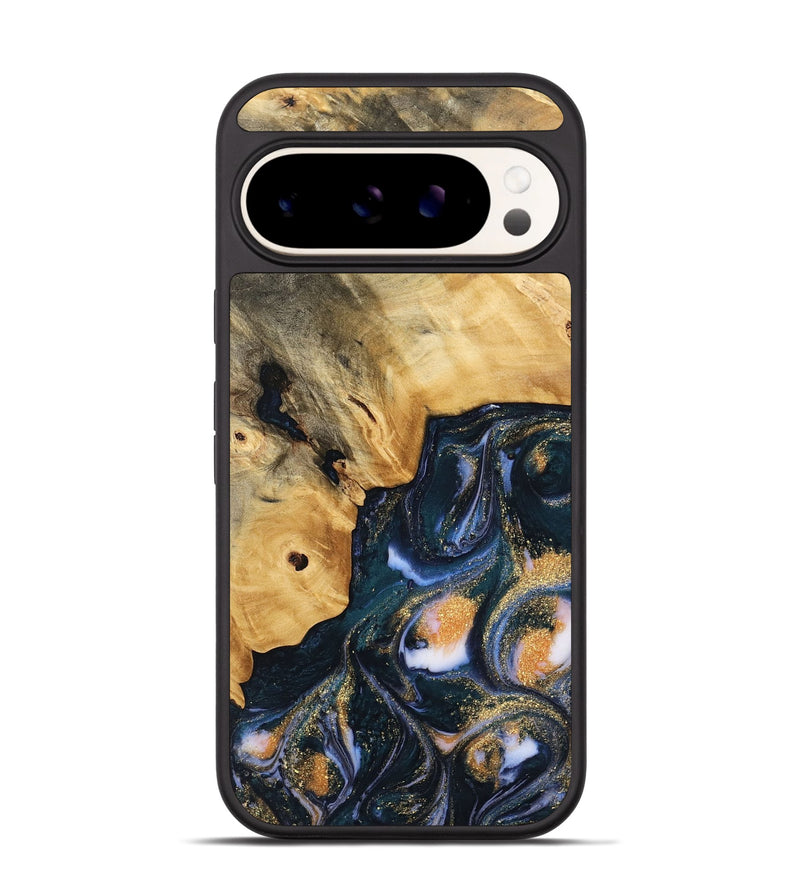 Pixel 9 Pro Wood Phone Case - Sacha (Teal & Gold, 739554)