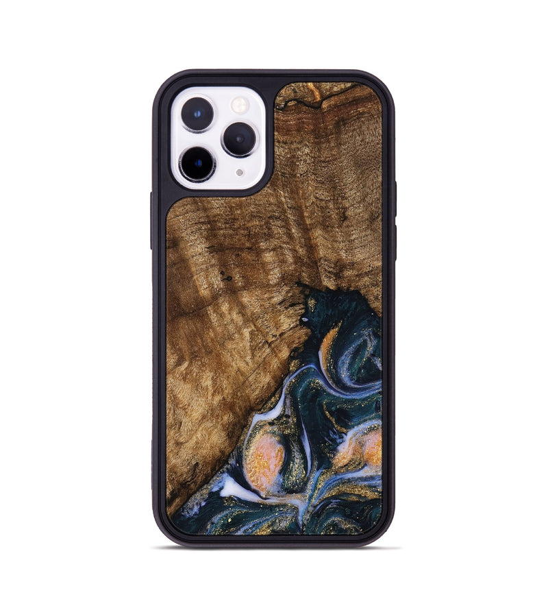 iPhone 11 Pro Wood Phone Case - Sydnee (Teal & Gold, 739598)