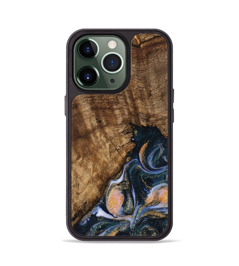 iPhone 13 Pro Wood Phone Case - Sydnee (Teal & Gold, 739598)