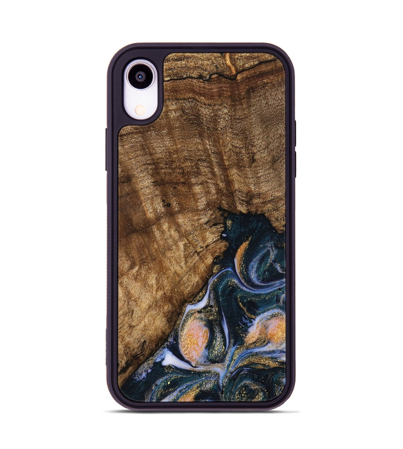 iPhone Xr Wood Phone Case - Sydnee (Teal & Gold, 739598)