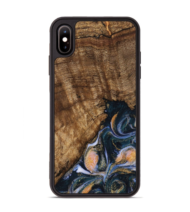 iPhone Xs Max Wood Phone Case - Sydnee (Teal & Gold, 739598)