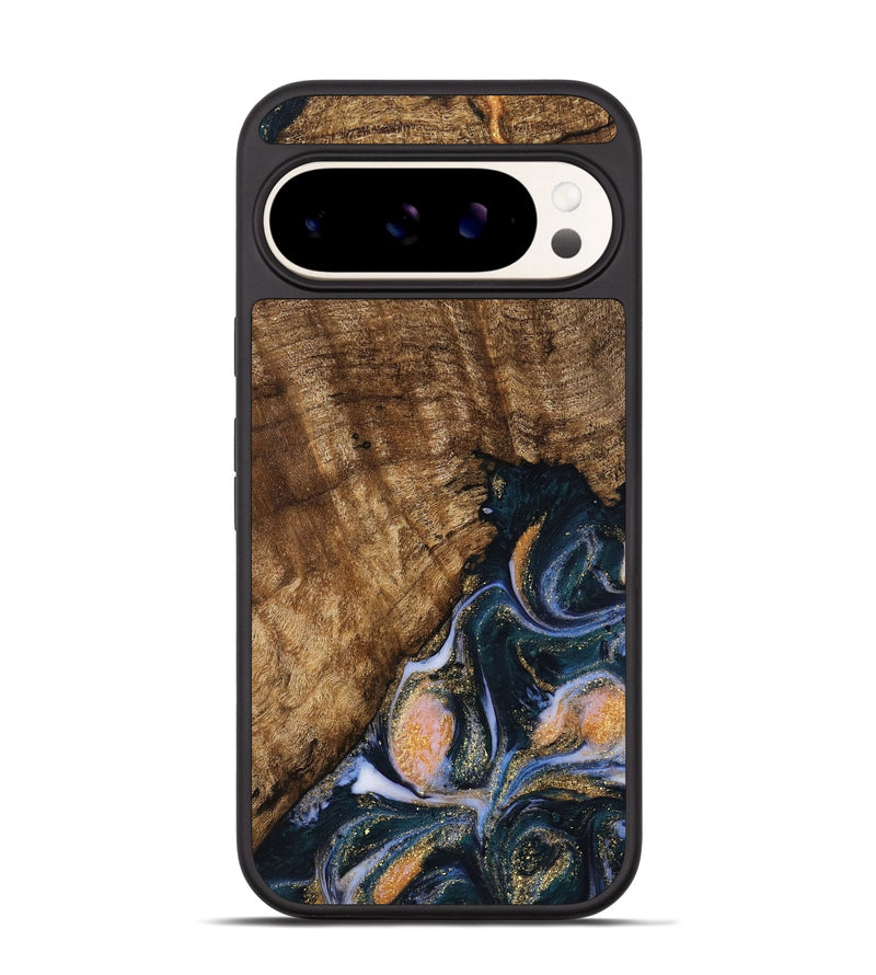 Pixel 9 Pro Wood Phone Case - Sydnee (Teal & Gold, 739598)