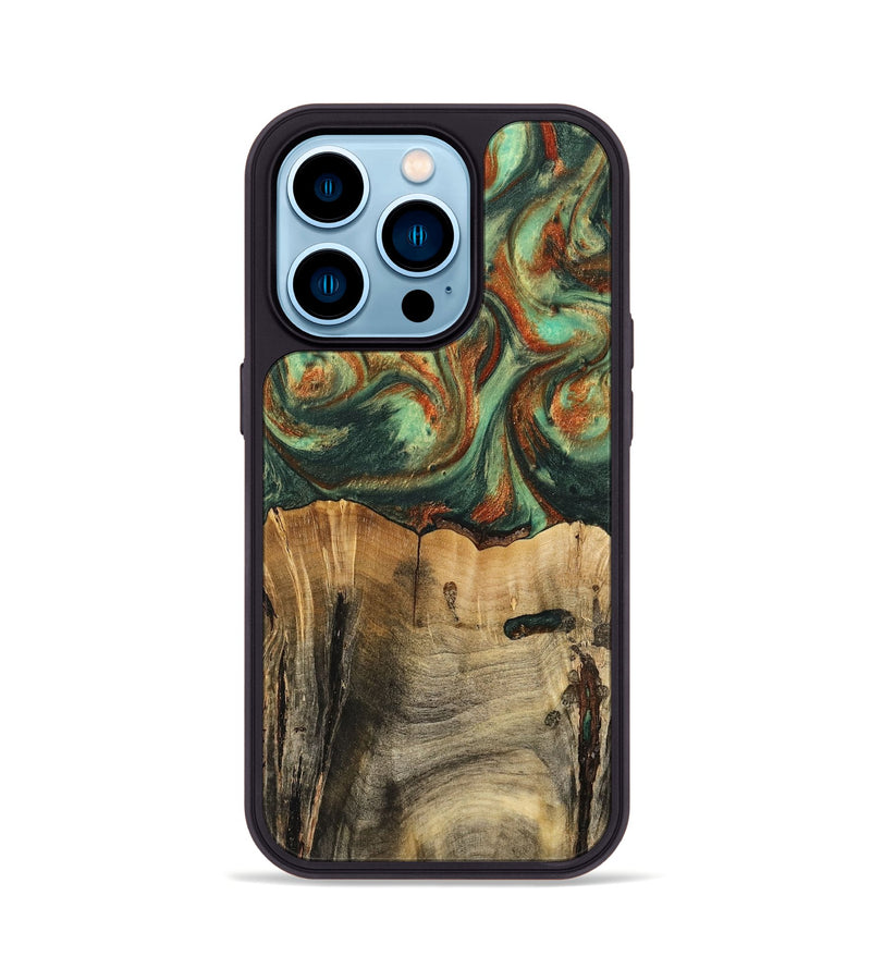 iPhone 14 Pro Wood Phone Case - Kasey (Green, 739659)