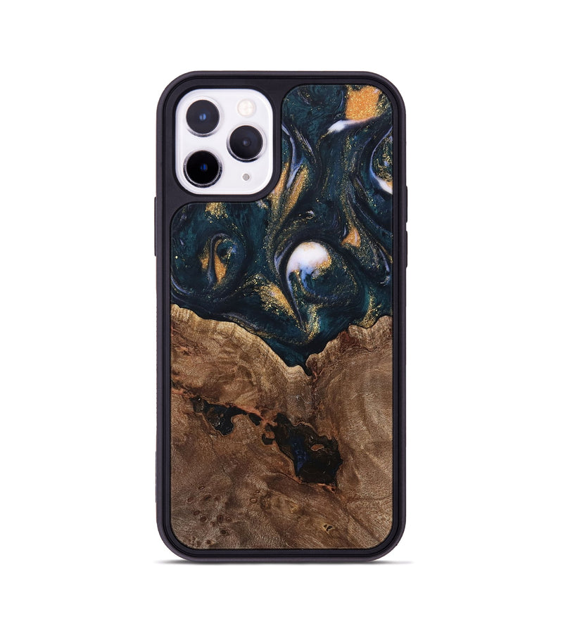 iPhone 11 Pro Wood Phone Case - Jolette (Teal & Gold, 739672)