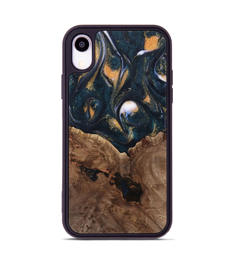 iPhone Xr Wood Phone Case - Jolette (Teal & Gold, 739672)