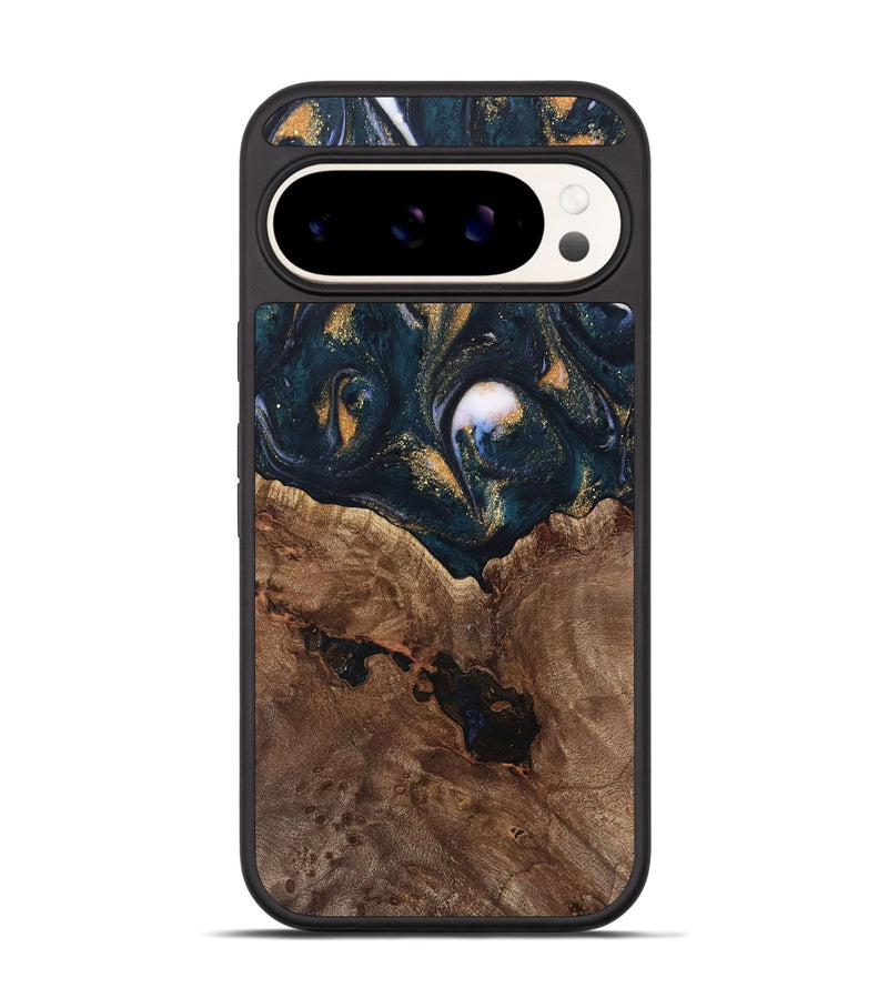 Pixel 9 Pro Wood Phone Case - Jolette (Teal & Gold, 739672)