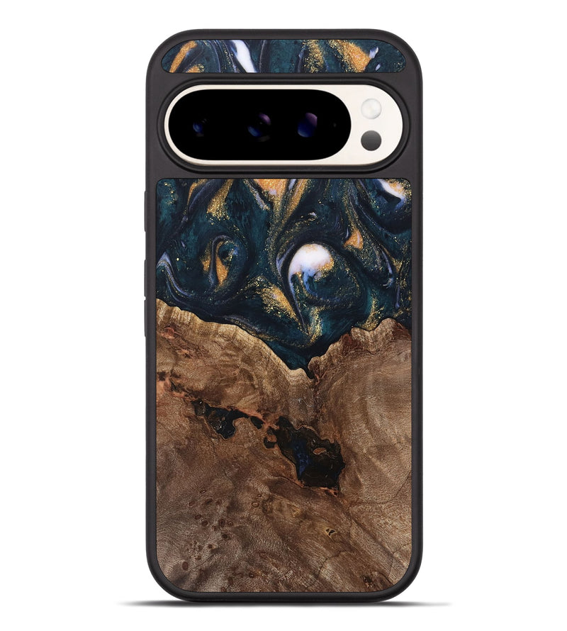 Pixel 9 Pro XL Wood Phone Case - Jolette (Teal & Gold, 739672)