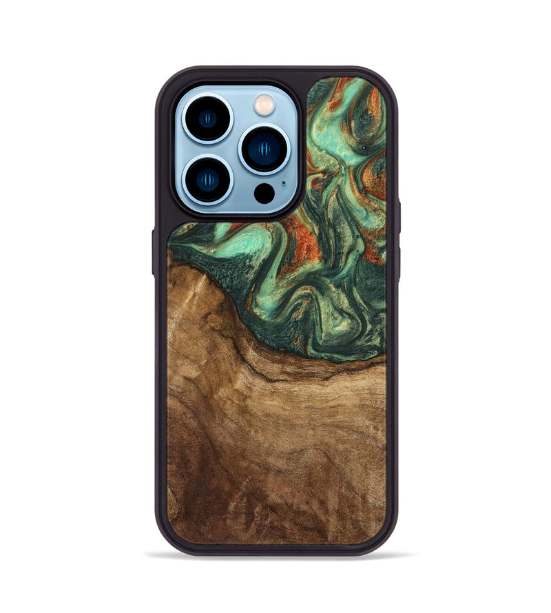 iPhone 14 Pro Wood Phone Case - Ioan (Green, 739696)