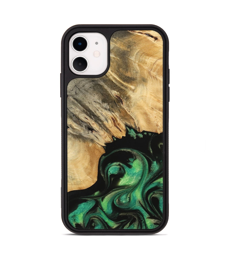 iPhone 11 Wood Phone Case - Catlee (Green, 739733)