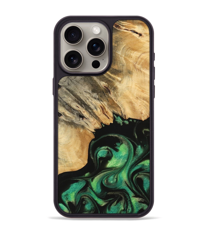 iPhone 15 Pro Max Wood Phone Case - Catlee (Green, 739733)