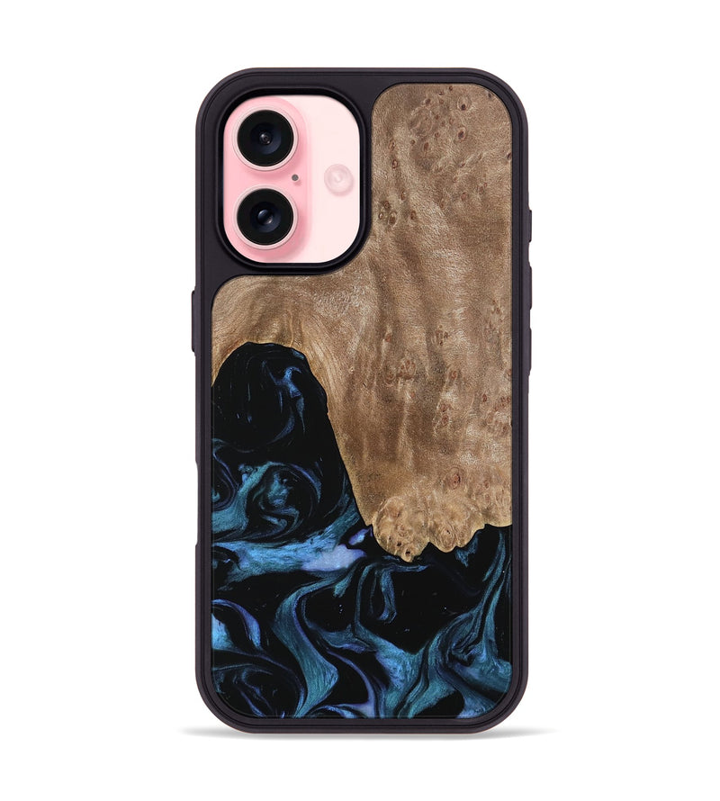 iPhone 16 Wood Phone Case - Ketan (Blue, 739740)