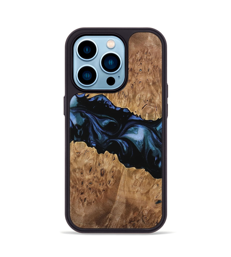 iPhone 14 Pro Wood Phone Case - Cathe (Blue, 739743)